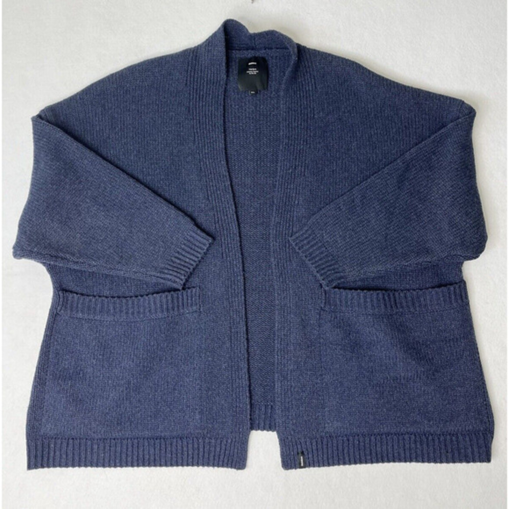 Finisterre Eyre Wool Cardigan M L Oversized Blue Mid Length Pockets‎ Coatigan